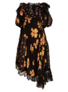Simone Rocha Floral-print Asymmetric Gathered Dress