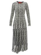 Thebe Magugu - Zigzag-jacquard Tassel-hem Wool Dress - Womens - Black White