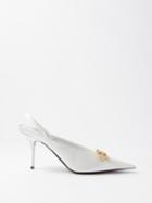 Balenciaga - Square Knife Logo-plaque Slingback Pumps - Womens - White