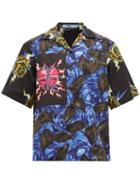 Matchesfashion.com Prada - Cuban Collar Frankenstein Print Cotton Shirt - Womens - Black Multi
