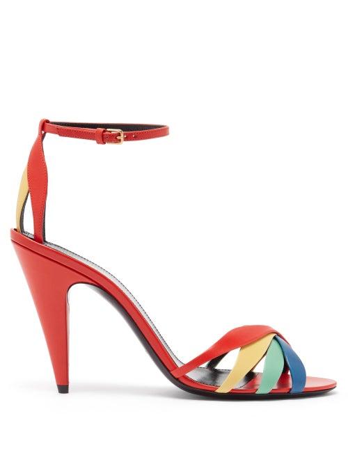 Matchesfashion.com Saint Laurent - Kristen Cone-heel Leather Sandals - Womens - Multi
