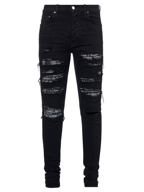 Amiri - Bandana-underlay Distressed Skinny-leg Jeans - Mens - Black