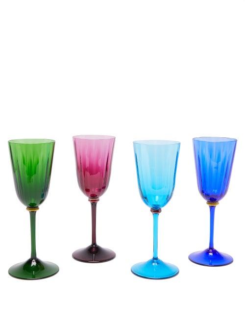 La Doublej - X Salviati Set Of Four Murano Wine Glasses - Womens - Multi