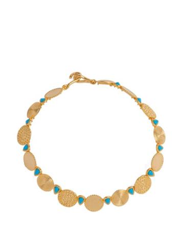 Matchesfashion.com Joelle Kharrat - Moneta Turquoise Embellished Necklace - Womens - Blue