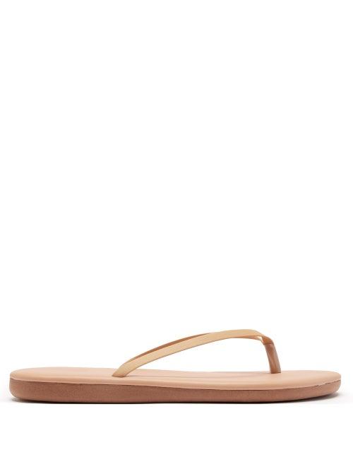 Ancient Greek Sandals - Saionara Leather Flip Flops - Womens - Brown