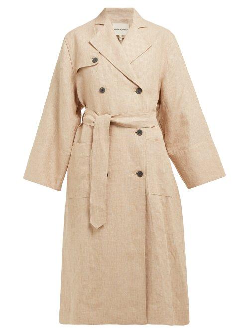 Matchesfashion.com Mara Hoffman - Roberta Double Breasted Linen Trench Coat - Womens - Beige