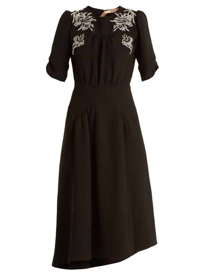No. 21 Crystal-embellished Crepe Dress