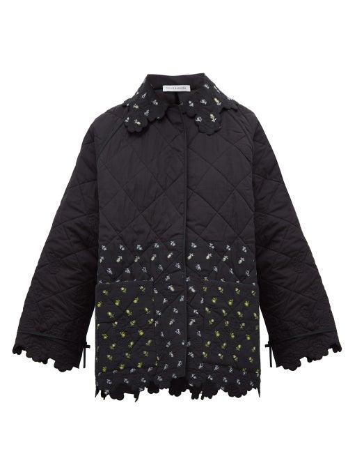 Matchesfashion.com Cecilie Bahnsen - Floral Patchwork Quilted Cotton Jacket - Womens - Black Yellow