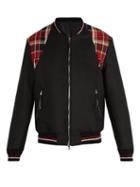 Matchesfashion.com Alexander Mcqueen - Check Panel Cotton Canvas Bomber Jacket - Mens - Black Multi