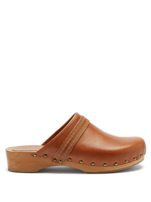 Matchesfashion.com Isabel Marant - Thalie Floral-carved Leather Clog Mules - Womens - Tan