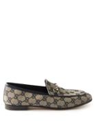 Gucci - Jordaan Gg-canvas And Leather Loafers - Womens - Grey Multi