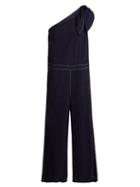 Matchesfashion.com Mm6 Maison Margiela - One Shoulder Cotton Twill Jumpsuit - Womens - Indigo