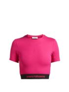 Matchesfashion.com Paco Rabanne - Bodyline Logo Jacquard Crop Top - Womens - Pink