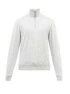 Orlebar Brown - Isar Zip-neck Cotton-terry Sweater - Mens - Light Grey