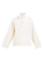 Matchesfashion.com Lemaire - Lace Up Cotton Poplin Shirt - Womens - Cream