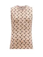 Matchesfashion.com Marine Serre - Crescent Moon-print Jersey Tank Top - Womens - Tan Print