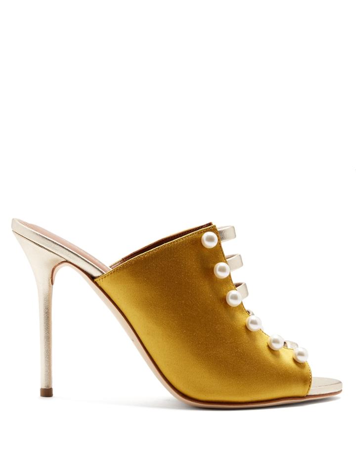 Malone Souliers Zada Faux Pearl-embellished Satin Mules