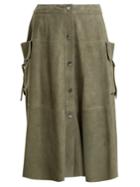 Giani Firenze Patch-pocket Button-down Suede Skirt