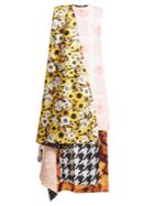 Richard Quinn Asymmetric Floral-print Panelled Satin Dress