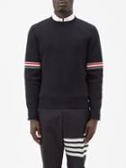 Thom Browne - Tricolour-intarsia Cotton Sweater - Mens - Navy