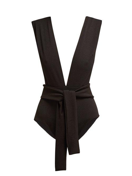 Matchesfashion.com Haight - Plunge Neck Tie Waist Swimsuit - Womens - Black