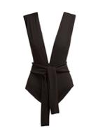 Matchesfashion.com Haight - Plunge Neck Tie Waist Swimsuit - Womens - Black