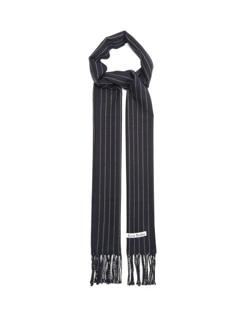 Matchesfashion.com Acne Studios - Vonnie Striped Wool Scarf - Womens - Navy White
