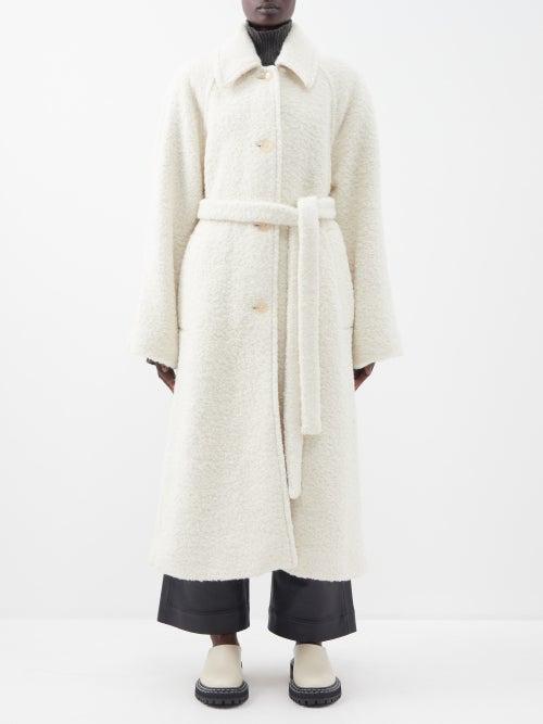 Acne Studios - Olaura Belted Boucl Coat - Womens - Ecru