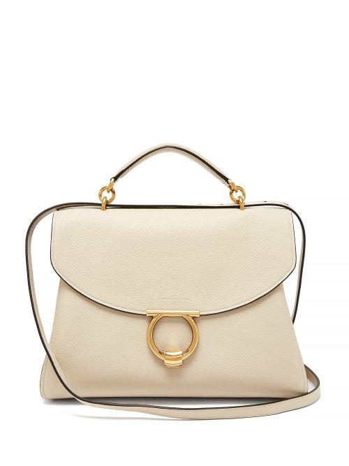 Matchesfashion.com Salvatore Ferragamo - Margot Grained Leather Shoulder Bag - Womens - Beige