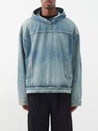 Balenciaga - Stonewashed-denim Hooded Jacket - Mens - Blue