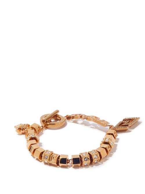 Versace - Medusa Logo-plaque Crystal-embellished Bracelet - Womens - Crystal