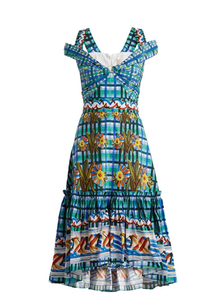 Peter Pilotto Contrast-print Cotton-poplin Midi Dress
