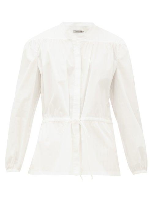 Matchesfashion.com Three Graces London - Rosaline Drawstring-waist Cotton Blouse - Womens - White