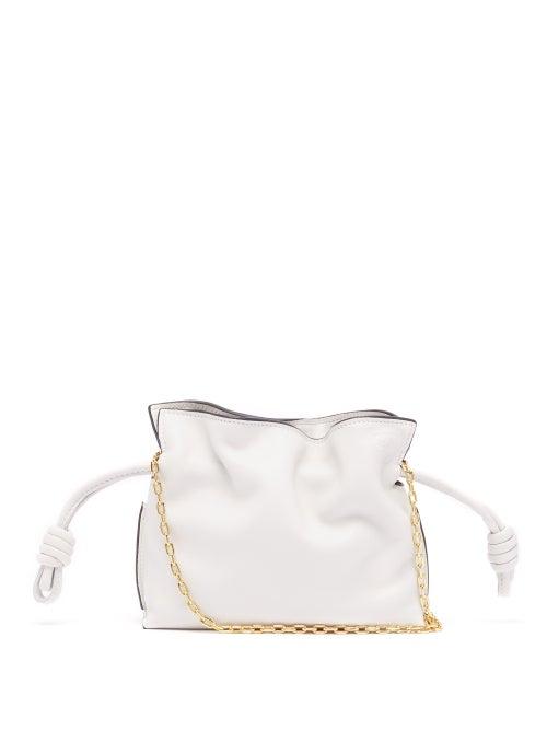 Ladies Bags Loewe - Flamenco Mini Chain-strap Leather Cross-body Bag - Womens - White