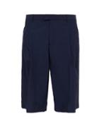 Matchesfashion.com Deveaux - Nylon Pleated Shorts - Mens - Navy