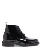 Matchesfashion.com Ami - Polished Lace Up Leather Boots - Mens - Black