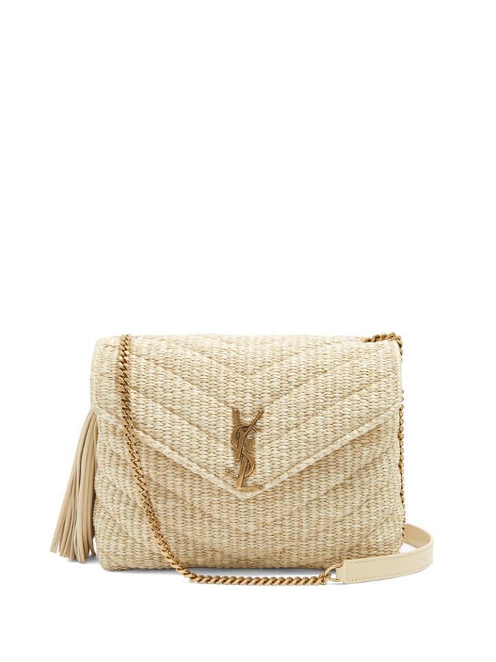 Saint Laurent Monogram Small Quilted-raffia Cross-body Bag