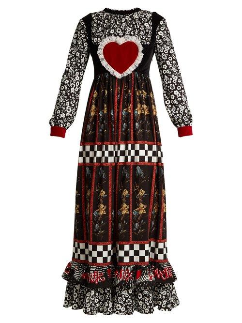 Matchesfashion.com Blue Roses - Falabella Ruffled Crepe Dress - Womens - Black White