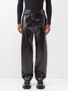 Balenciaga - Crinkled Coated Cotton-blend Trousers - Mens - Black