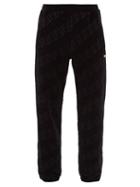 Fendi - Ff-jacquard Cotton-blend Velvet Track Pants - Mens - Black