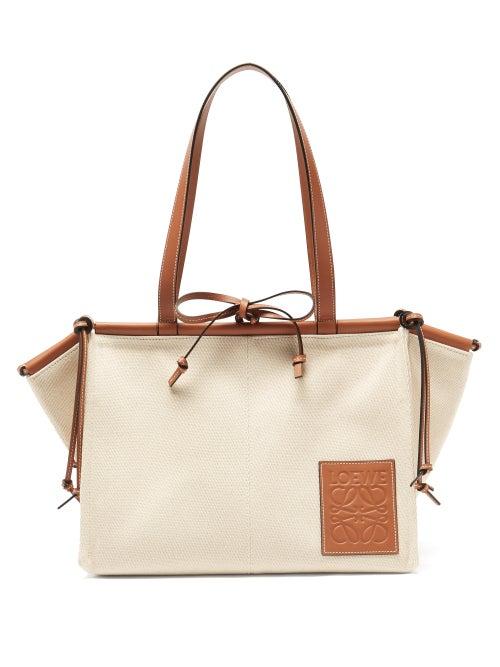 Matchesfashion.com Loewe Paula's Ibiza - Cushion Canvas And Leather Tote Bag - Mens - Cream