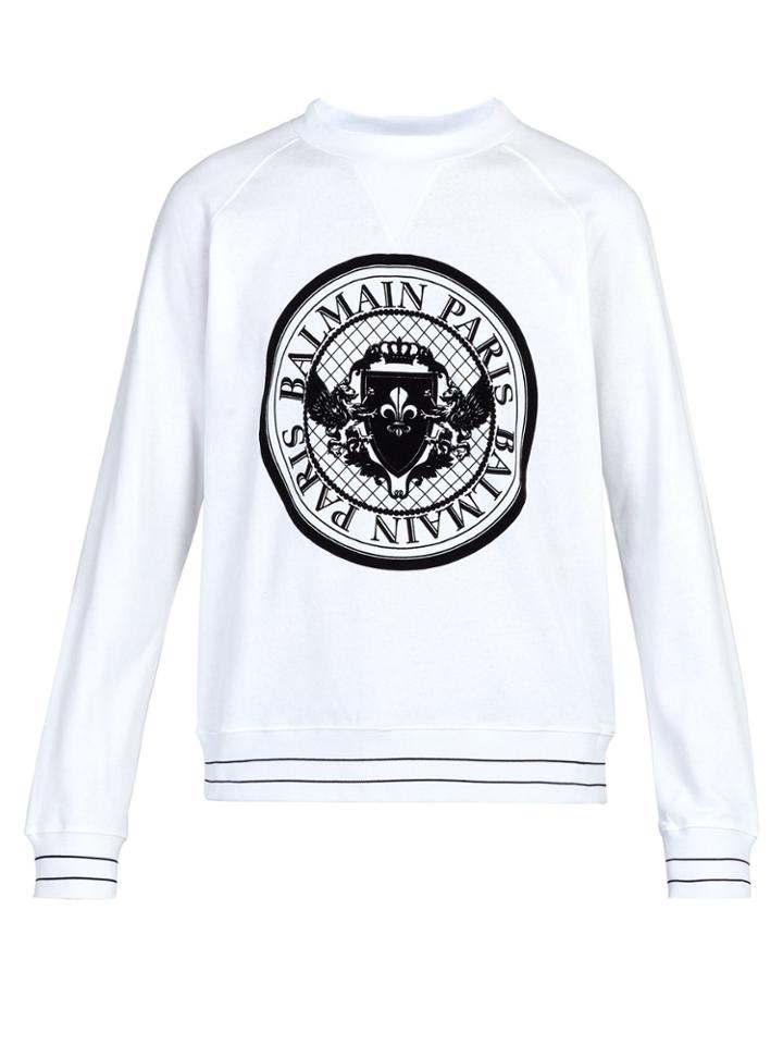 Balmain Coin Logo-flocked Cotton-jersey Sweatshirt