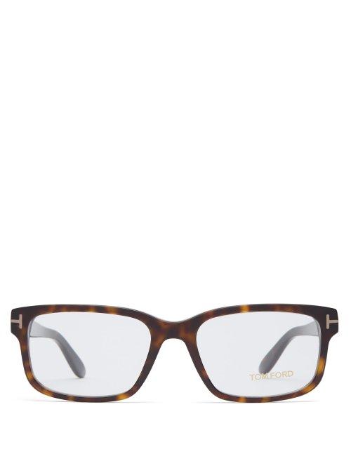 Matchesfashion.com Tom Ford Eyewear - Tortoiseshell Rectangular Frame Acetate Glasses - Mens - Tortoiseshell