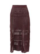 Wales Bonner - Djembe Cotton-crochet Skirt - Womens - Burgundy