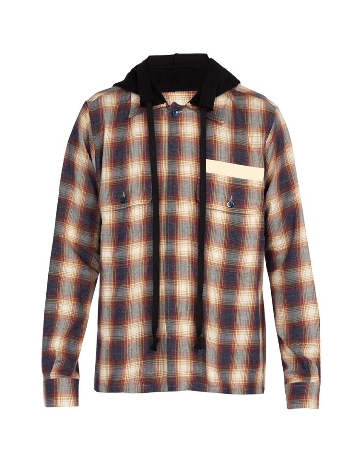 Faith Connexion Hooded Checked Cotton Shirt
