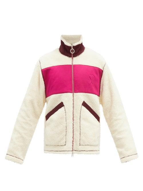 Ami - Ami De Caur Organic-cotton Blend Fleece Jacket - Mens - Cream Multi