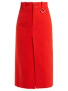 Matchesfashion.com Balenciaga - Slit Hem Wool Blend Pencil Skirt - Womens - Red