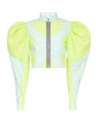 Matchesfashion.com Matty Bovan - Puff-sleeve Geometric-panelled Deadstock Blouse - Womens - Green