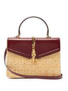 Matchesfashion.com Gucci - Sylvie Wicker And Leather Top Handle Bag - Womens - Burgundy Multi