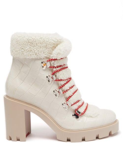 Christian Louboutin - Edelvizir 70 Shearling And Leather Boots - Womens - Ivory
